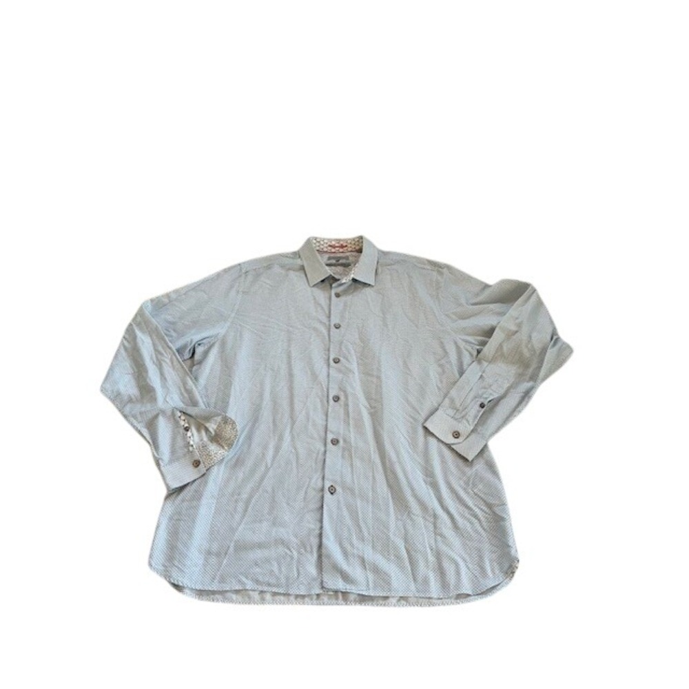 Ted Baker London Men's Dress Shirt Blue Diamond Pattern LS Button Up Size XXL